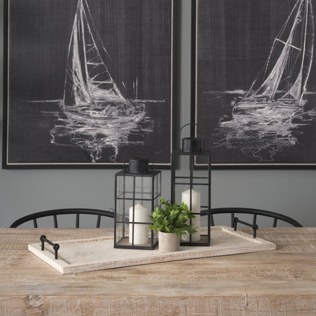 Alfred 35L x 16W Natural Wooden Herringbone Rectangular Tray from Mercana - Luna Furniture