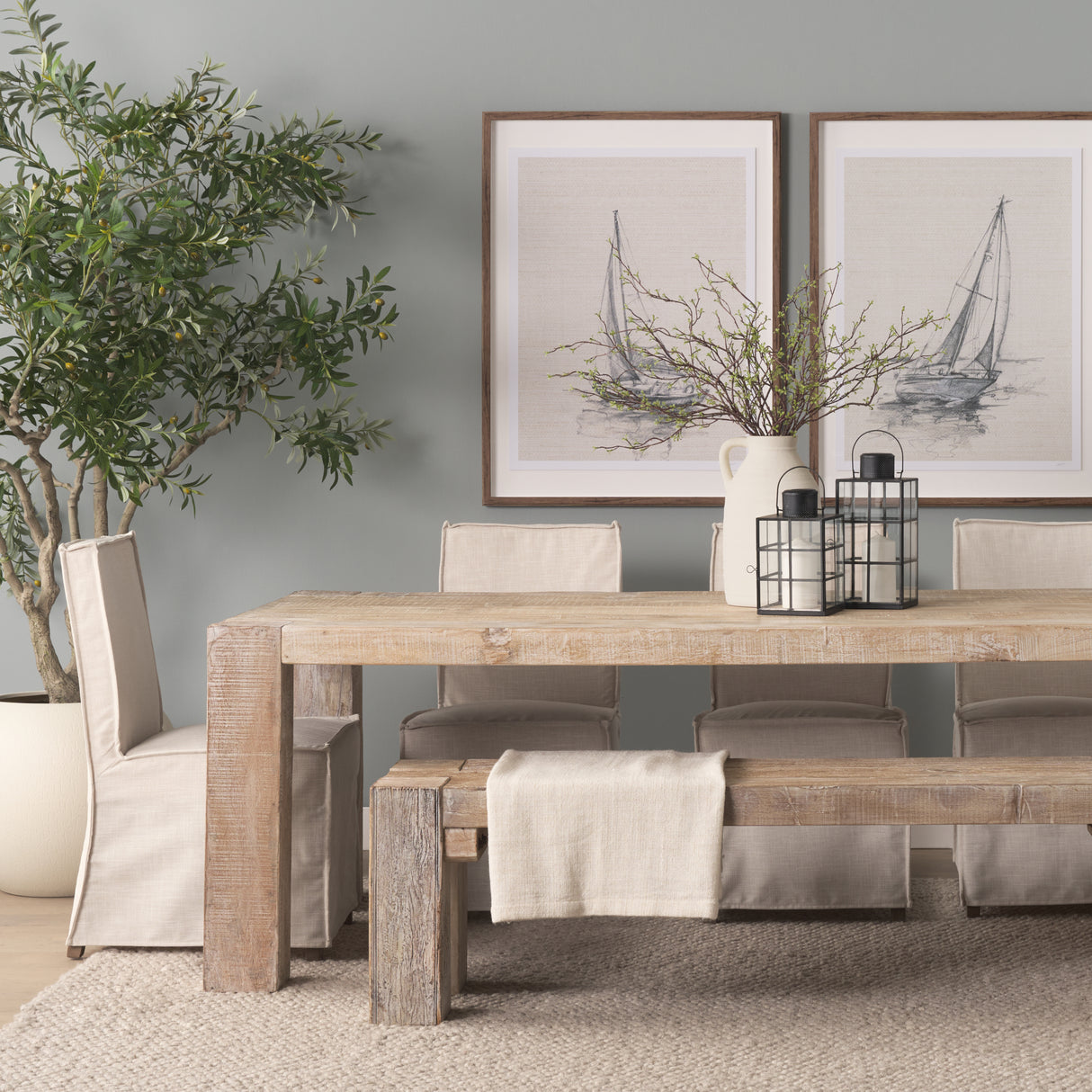 McArthur 94" Whitewash Reclaimed Wood Dining Table from Mercana - Luna Furniture