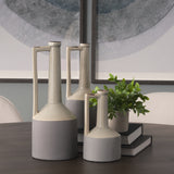 Burton 16.7H Large Two Tone Gray Ceramic Jug Vase from Mercana - Luna Furniture