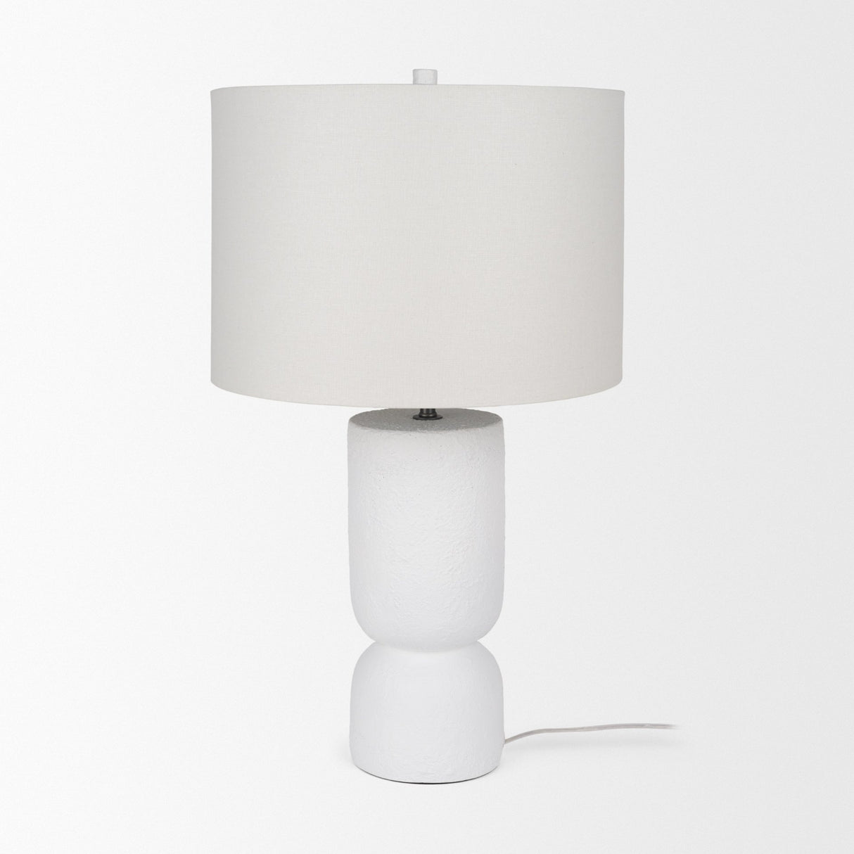 Everly 15.0L x 15.0W x 27.5H White Cement W/Beige Shade Table Lamp from Mercana - Luna Furniture