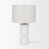 Everly 15.0L x 15.0W x 27.5H White Cement W/Beige Shade Table Lamp from Mercana - Luna Furniture