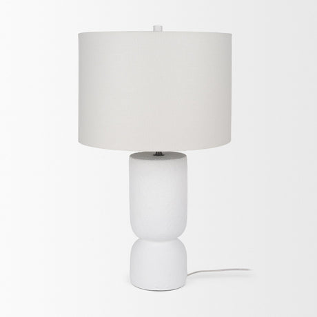 Everly 15.0L x 15.0W x 27.5H White Cement W/Beige Shade Table Lamp from Mercana - Luna Furniture