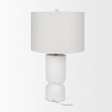 Everly 15.0L x 15.0W x 27.5H White Cement W/Beige Shade Table Lamp from Mercana - Luna Furniture