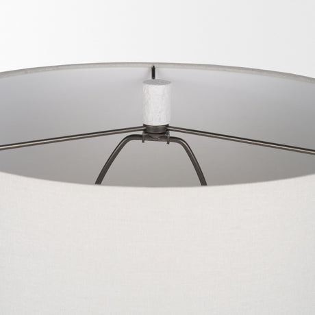 Everly 15.0L x 15.0W x 27.5H White Cement W/Beige Shade Table Lamp from Mercana - Luna Furniture