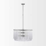 Anna (26"x14") Hanging Gun-Metal w/ Clear Glass Rods Six Bulb Chandelier from Mercana - Luna Furniture