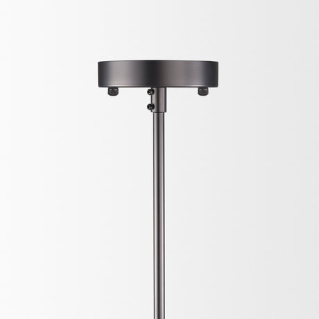 Anna (26"x14") Hanging Gun-Metal w/ Clear Glass Rods Six Bulb Chandelier from Mercana - Luna Furniture