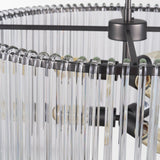 Anna (26"x14") Hanging Gun-Metal w/ Clear Glass Rods Six Bulb Chandelier from Mercana - Luna Furniture