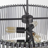 Anna (26"x14") Hanging Gun-Metal w/ Clear Glass Rods Six Bulb Chandelier from Mercana - Luna Furniture