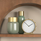 Marian 11.0L x 3.1W x 11.0H Gold Metal W/Studs Round Table Clock from Mercana - Luna Furniture