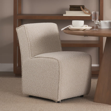 Damon 20.5L x 27.2W x 31.3H Fully Upholstered Cream-Toned Fabric Dining Chair on Casters, Set of 2 from Mercana - Luna Furniture