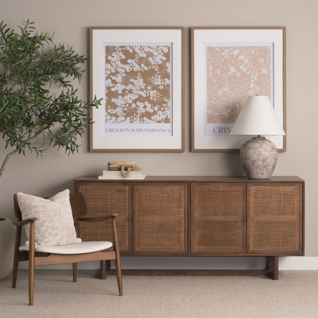 Grier Medium Brown Solid Wood W/Cane Sideboard from Mercana - Luna Furniture