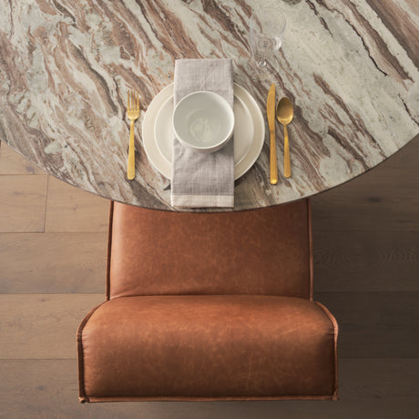 Damon 19.8L x 26.3W x 31.8H Cognac Brown Faux Leather Dining Chair, Set of 2 from Mercana - Luna Furniture