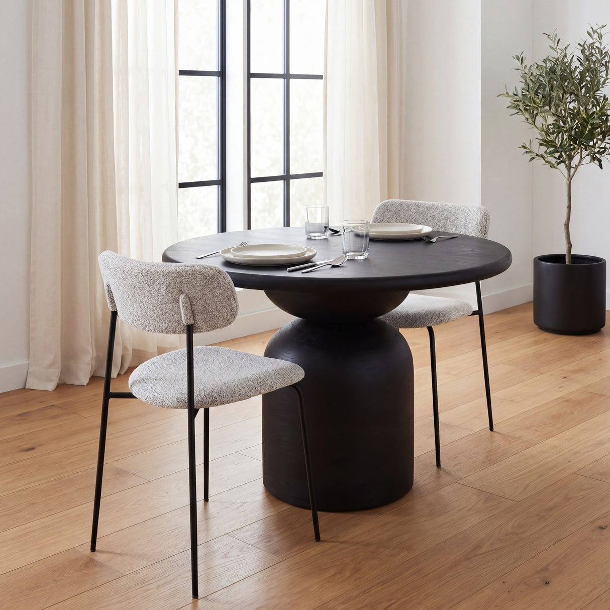 Casey Matte Black Metal w/ Gray Fabric Dining Chair, Set of 2 from Mercana - Luna Furniture
