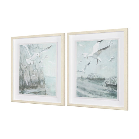 Storm is Coming (Set of 2) Seagulls by Melody Ducharme a Hand Embellished Framed Print under Glass from Mercana - Luna Furniture