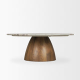 Allyson Round Brown Pedestal w/ Pink Marble Top Coffee Table from Mercana - Luna Furniture