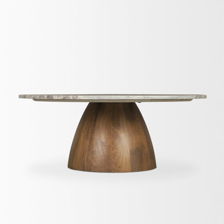 Allyson Round Brown Pedestal w/ Pink Marble Top Coffee Table from Mercana - Luna Furniture