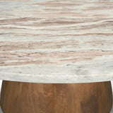 Allyson Round Brown Pedestal w/ Pink Marble Top Coffee Table from Mercana - Luna Furniture