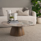 Allyson Round Brown Pedestal w/ Pink Marble Top Coffee Table from Mercana - Luna Furniture