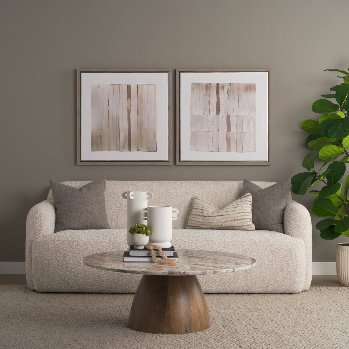 Allyson Round Brown Pedestal w/ Pink Marble Top Coffee Table from Mercana - Luna Furniture