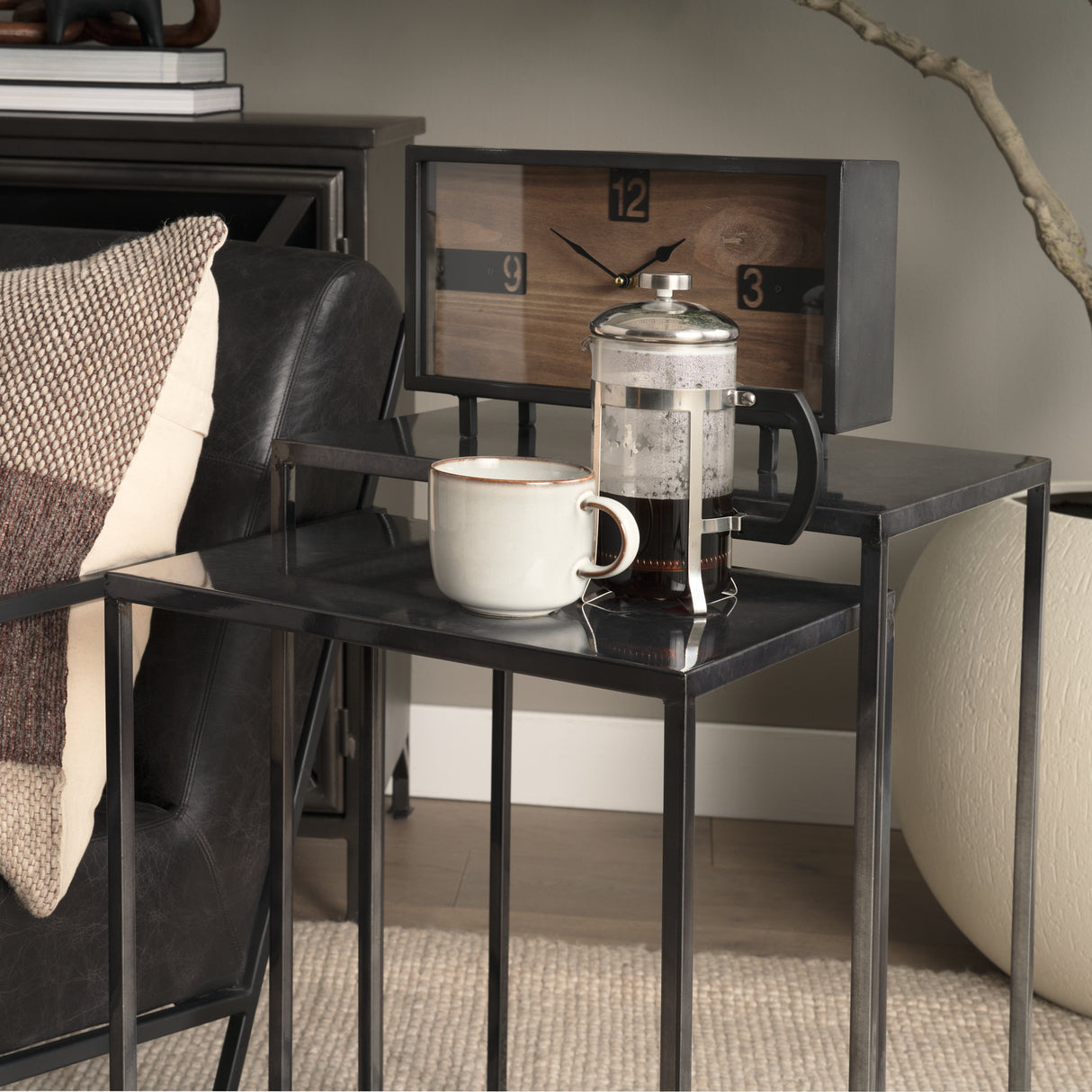 Kasey (Set of 2) 17.7L x 12.6W x 24.4H Galvanized Metal Nesting Accent Tables from Mercana - Luna Furniture