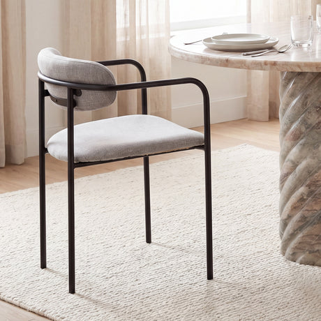 Parker Gray Fabric Seat Black Metal Dining Chair, Set of 2 from Mercana - Luna Furniture