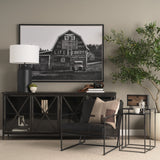 Leo 18.0L x 18.0W x 31.0H Black Hammered W/White Fabric Shade Table Lamp from Mercana - Luna Furniture