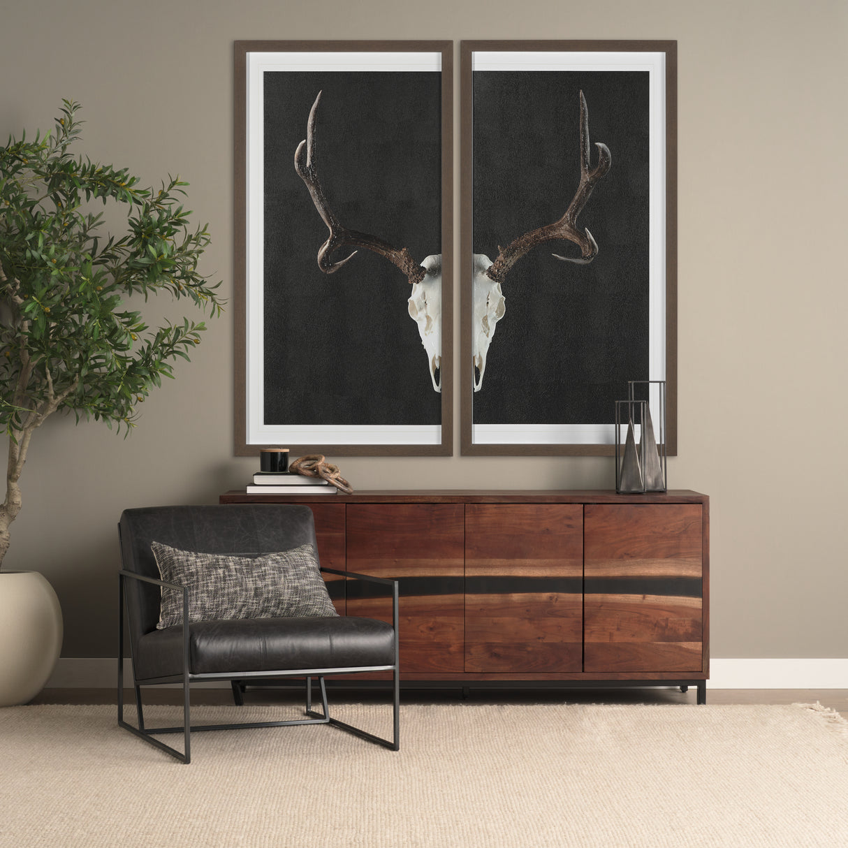 Memphis I (Large) 5L x 5W Black Metal Pyramid In A Square Frame from Mercana - Luna Furniture