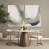 Allyson 42" Round Brown Wood Pedestal w/Banswara White Marble Top Dining Table from Mercana - Luna Furniture