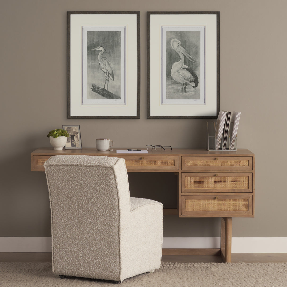 Pelican Sketch by Mercana Studio a Hand Embellished Framed Art Print Matted under Glass from Mercana - Luna Furniture