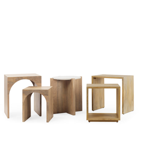 Alanna 22.0L x 15.0W x 22.0H Set of 2 Brown Wood Nesting Accent Tables from Mercana - Luna Furniture
