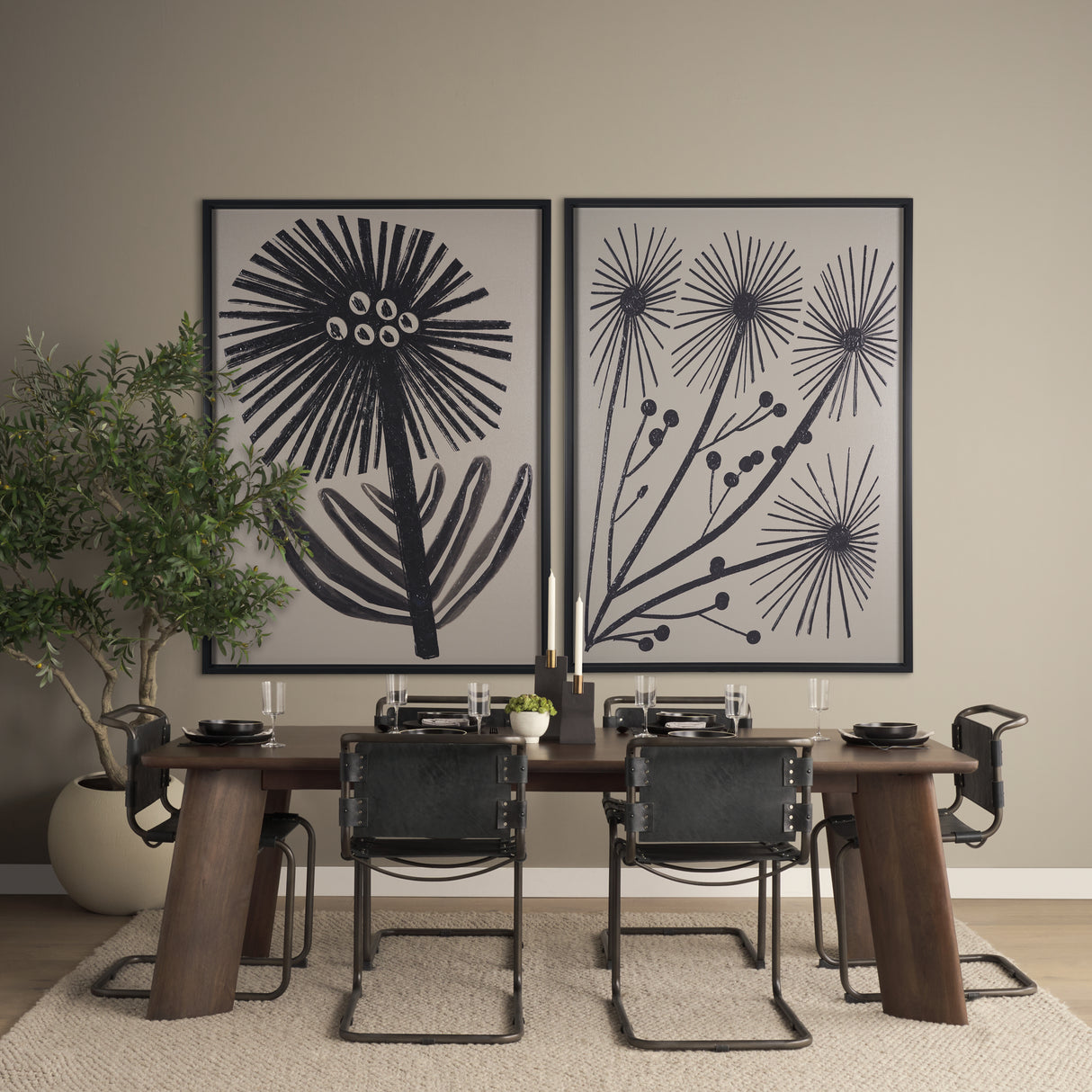 Simple Floral-Bloom by Mercana Studio a Hand Embellished Textured Framed Art Print from Mercana - Luna Furniture