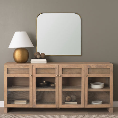 Timon Brushed Gold Square Arched Mirror from Mercana - Luna Furniture