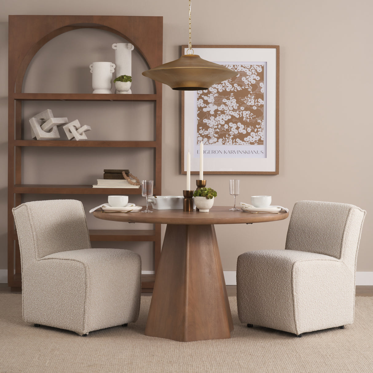Titus 1-Light Brass Finished Metal Disc Pendant from Mercana - Luna Furniture