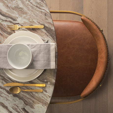 Allyson 54" Round Brown Pedestal w/ Pink Marble Top Dining Table from Mercana - Luna Furniture