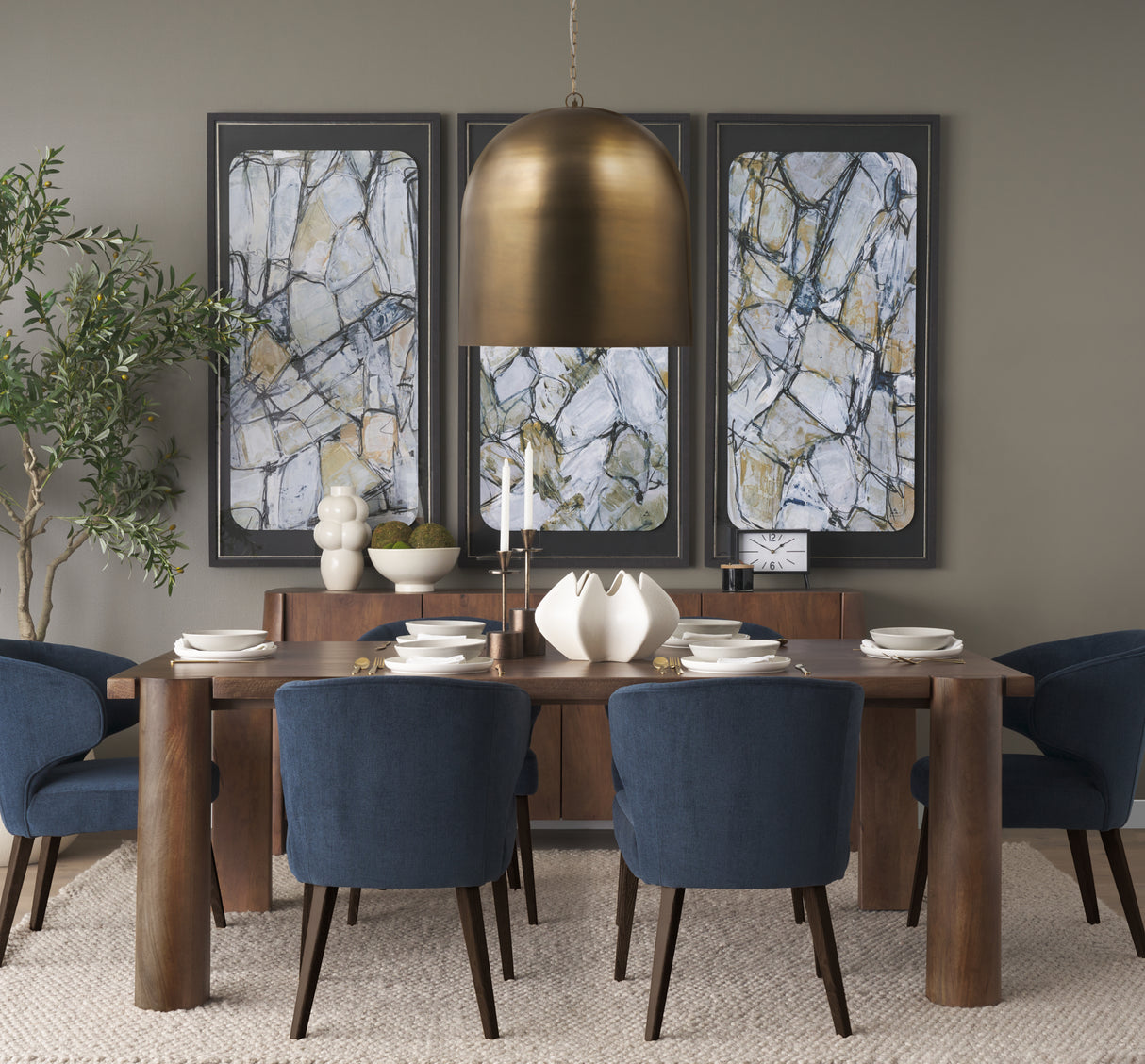 Sanne Antiqued Gold Metal w/ Silver Foil Large Pendant Light from Mercana - Luna Furniture
