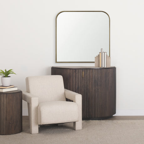 Timon Brushed Gold Square Arched Mirror from Mercana - Luna Furniture