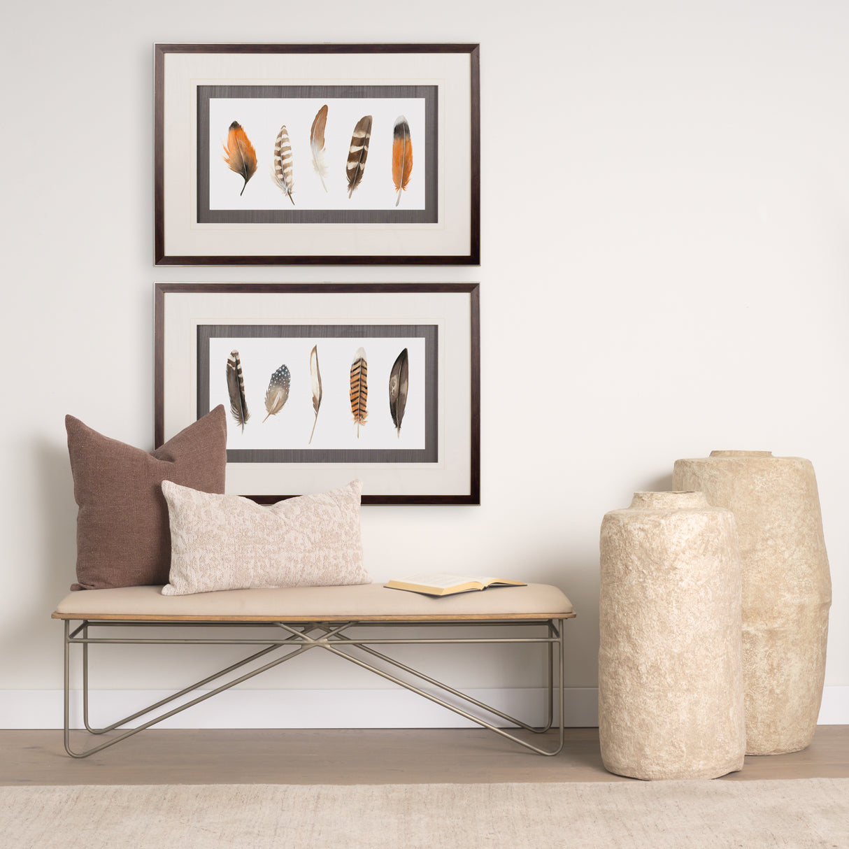 Red Rock Feathers II by Grace Popp a Hand Embellished Textured Framed Art Print Matted under Glass from Mercana - Luna Furniture