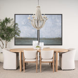 Phillum (29"x37") Silver Metal Chassis and White Wood Beaded Six Bulb Chandelier from Mercana - Luna Furniture