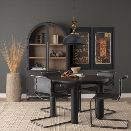 Willson 17.0L x 17.0W x 29.0H Black Iron W/Antique Brass Dome Pendant Light from Mercana - Luna Furniture