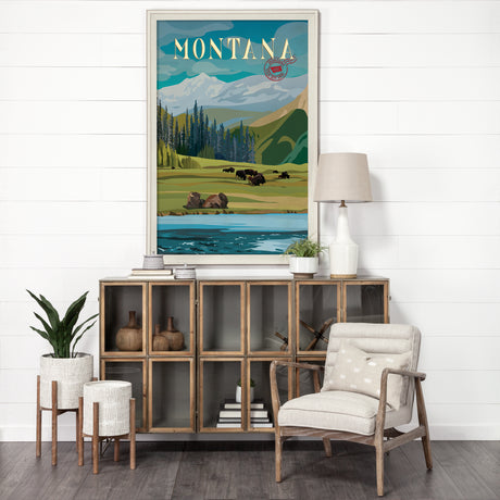 Montana Go USA (XL) by Mercana Studio a Hand Embellished Decograph Framed Art Print under Glass from Mercana - Luna Furniture