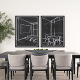 Interior Sketch VI by Mercana Studio a Hand Embellished Framed Art Print from Mercana - Luna Furniture