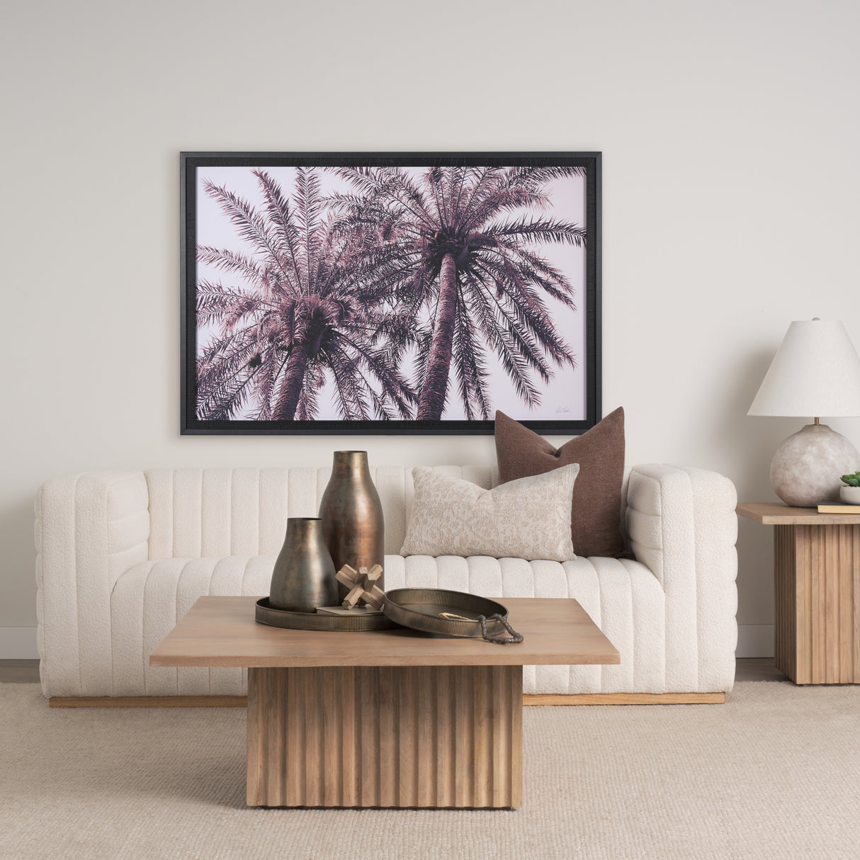 Pink Palms Horizontal by Deborah Revell a Framed Photo Art Print Matted under Glass from Mercana - Luna Furniture