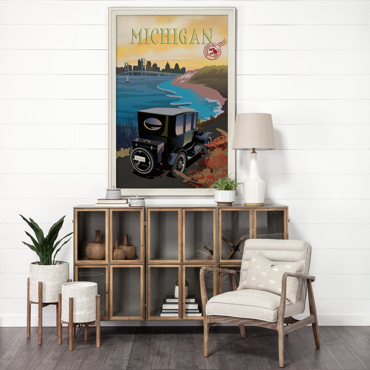 Michigan Go USA (XL) by Mercana Studio a Hand Embellished Decograph Framed Art Print under Glass from Mercana - Luna Furniture