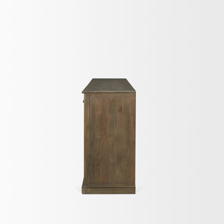 Baron Dark Brown Solid Wood w/ Antiqued Aged Brass Knobs 3-Drawer 6-Door Sideboard from Mercana - Luna Furniture