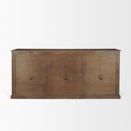 Baron Dark Brown Solid Wood w/ Antiqued Aged Brass Knobs 3-Drawer 6-Door Sideboard from Mercana - Luna Furniture