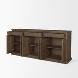Baron Dark Brown Solid Wood w/ Antiqued Aged Brass Knobs 3-Drawer 6-Door Sideboard from Mercana - Luna Furniture