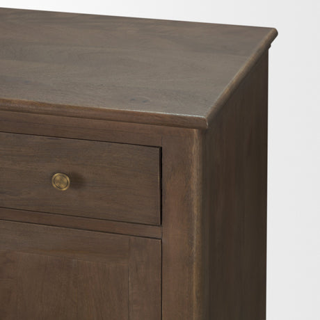 Baron Dark Brown Solid Wood w/ Antiqued Aged Brass Knobs 3-Drawer 6-Door Sideboard from Mercana - Luna Furniture