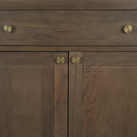 Baron Dark Brown Solid Wood w/ Antiqued Aged Brass Knobs 3-Drawer 6-Door Sideboard from Mercana - Luna Furniture