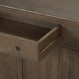 Baron Dark Brown Solid Wood w/ Antiqued Aged Brass Knobs 3-Drawer 6-Door Sideboard from Mercana - Luna Furniture