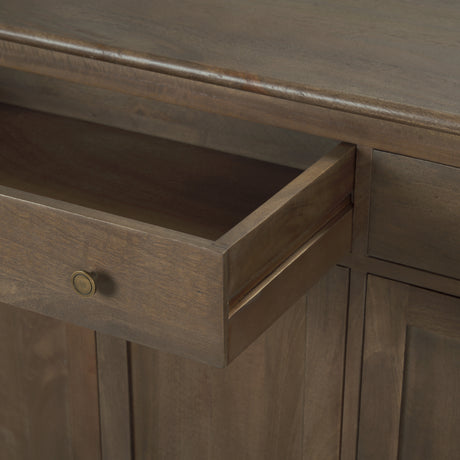 Baron Dark Brown Solid Wood w/ Antiqued Aged Brass Knobs 3-Drawer 6-Door Sideboard from Mercana - Luna Furniture